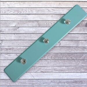 Aqua Wall Hook Rack with Crystal Knobs